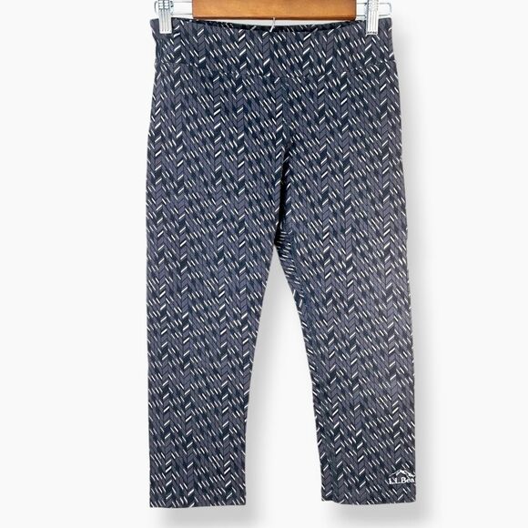 L.L. Bean Charcoal Gray Geometric Carbon Fiber Capri Leggings Sz XS - Picture 1 of 13